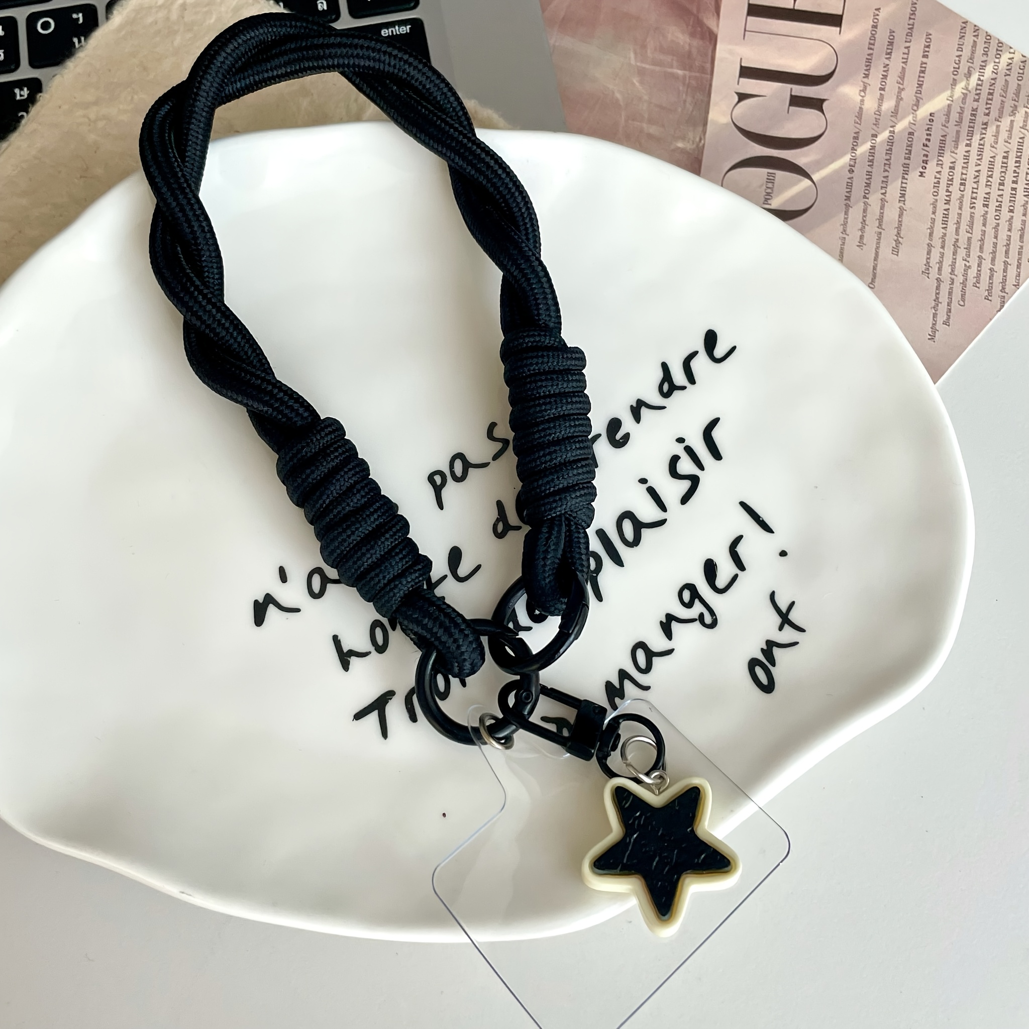 TEMU Cordón de muñeca para teléfono con estampado de estrellas de otoño/invierno, bonita pulsera para teléfono con cordón, correa con dije para