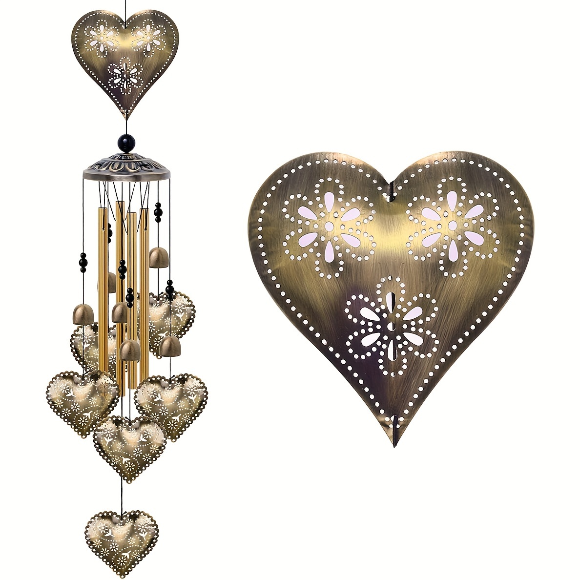 

1pc, Garden Heart Chimes Outdoor Interior Decoration - Mobile Romantic Wind Catcher, Home Heart Chimes, Mom Gifts, Balcony, Holiday, Garden Decoration