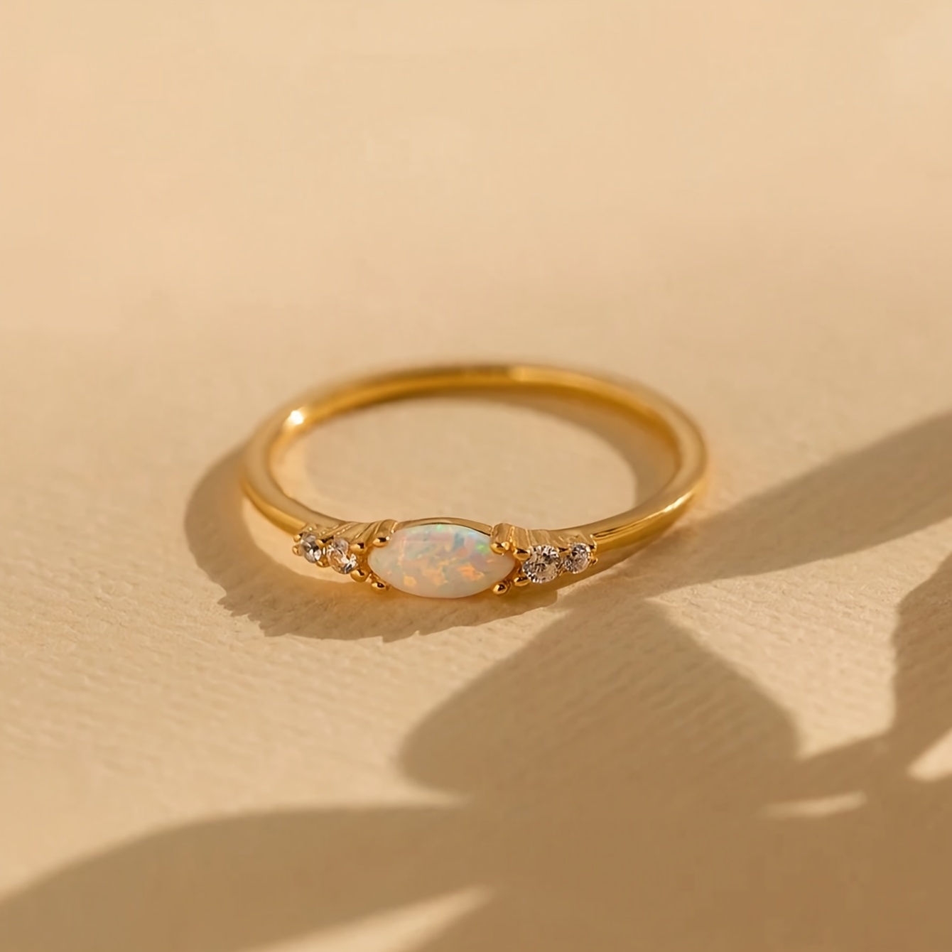 TEMU 1pc Simple And Elegant Synthetic Opal Ring For Women Jewelry Gifts