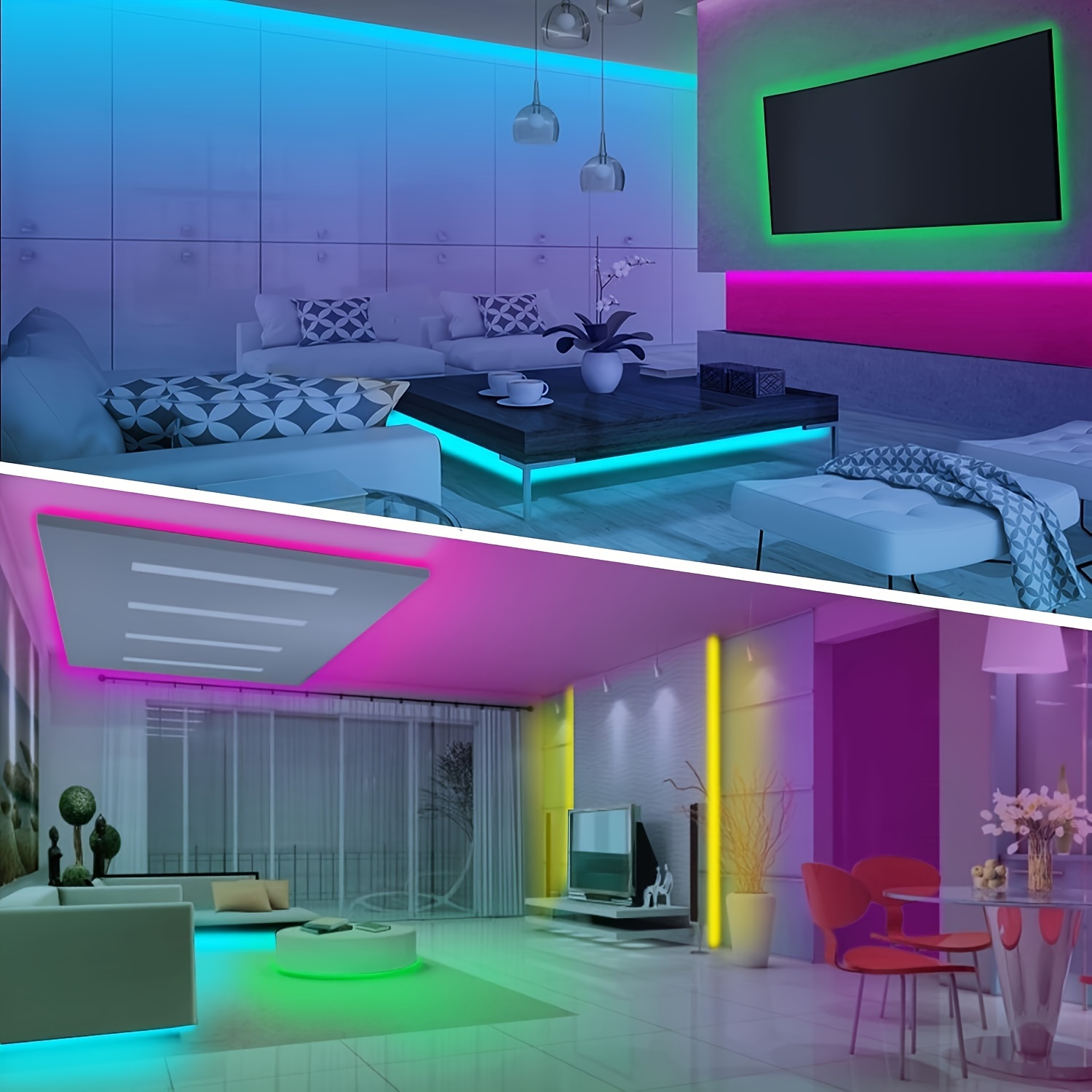 91.44cm-30.48meter RGB LED Lights for Bedroom Decor, Sync with Music, Timer Setting, 44-Key Remote Control and APP Control, with DIY Mode, Room Decoration Light Strip, for Living Room, Bed Decor, Game Room Decor, Halloween Christmas New Year Party Decor