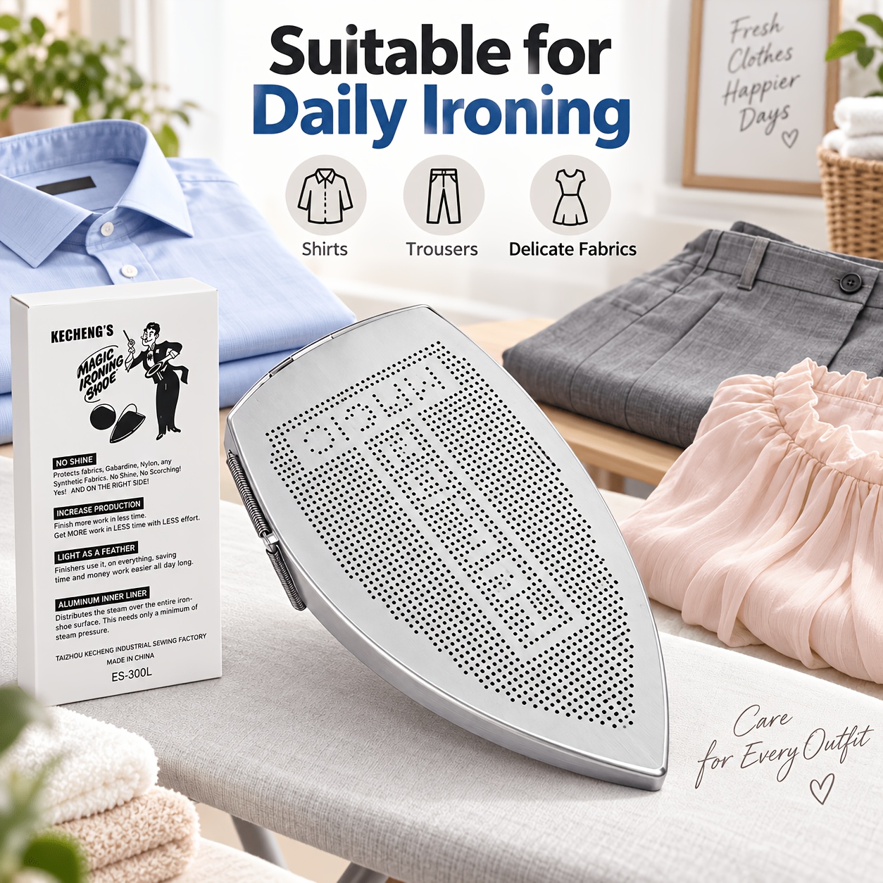 TEMU Ironing Shoe Cover, Stainless Steel Soleplate Protector With Steam Vents, Cover For Daily Ironing, Universal Fit For Most Irons, Ironing