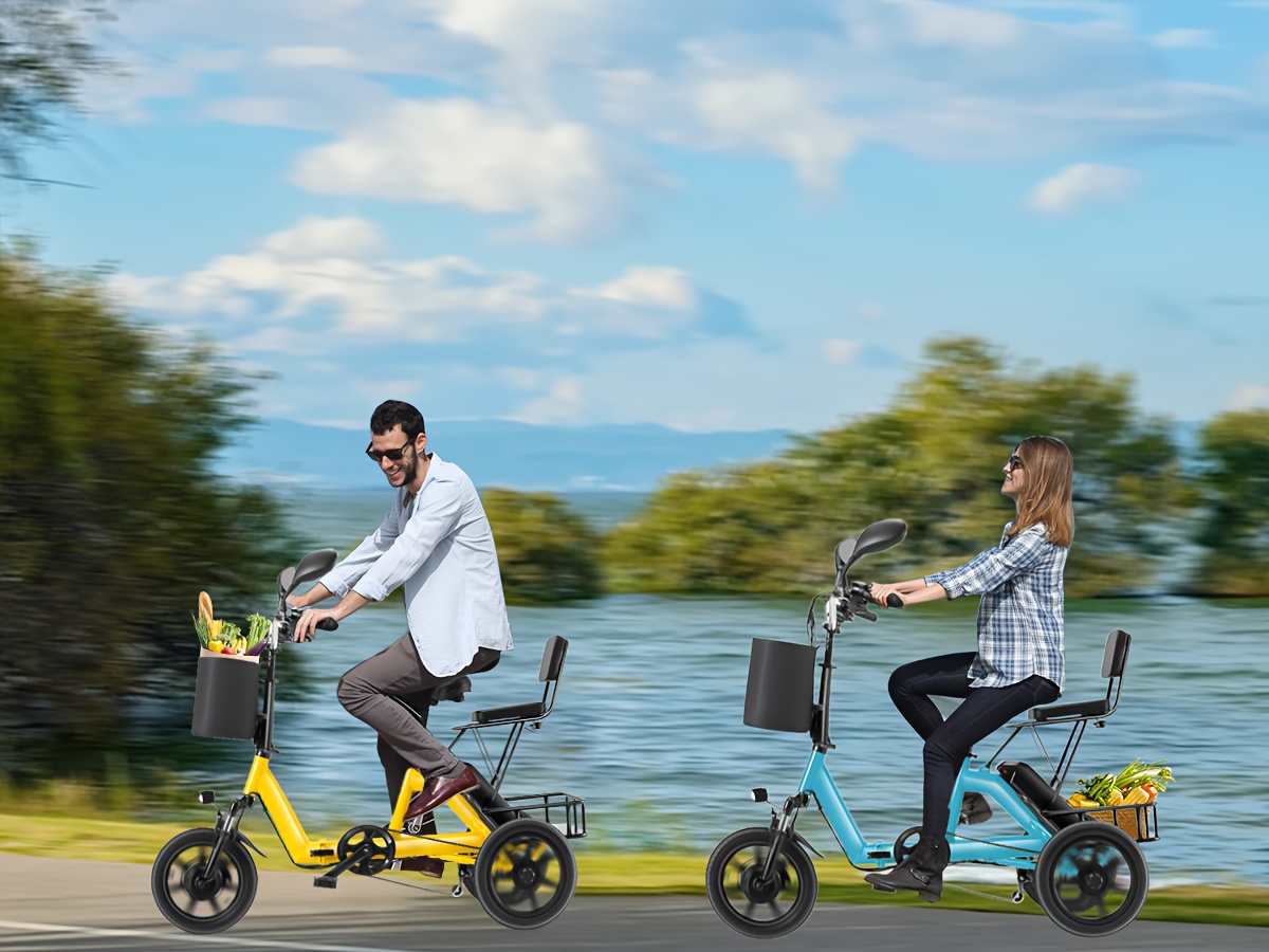 foldable   for home use adult   electric pedal bike with 480wh removable battery dual seats with front and back baskets   for transporting kids and elderly 45 miles 3 riding     Product details 0