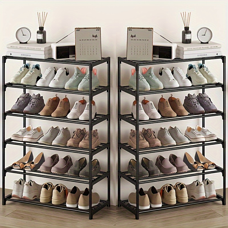Zapatero alto y estrecho vertical para zapatos, torre de zapatos,  organizador pequeño de esquina (negro, 5 capas)