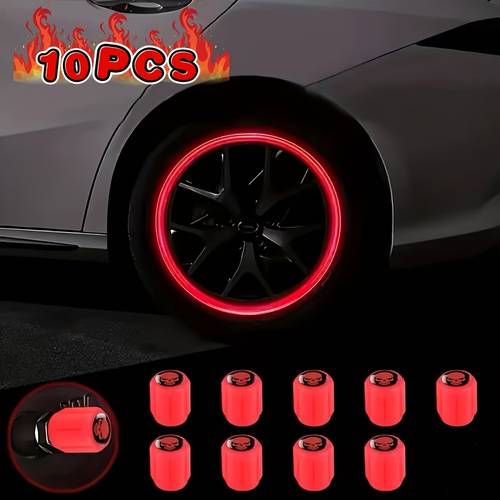 10 fluorescent skull tire caps glowing car wheel caps universal accessories suitable for suvs bicycles trucks and motorcycles