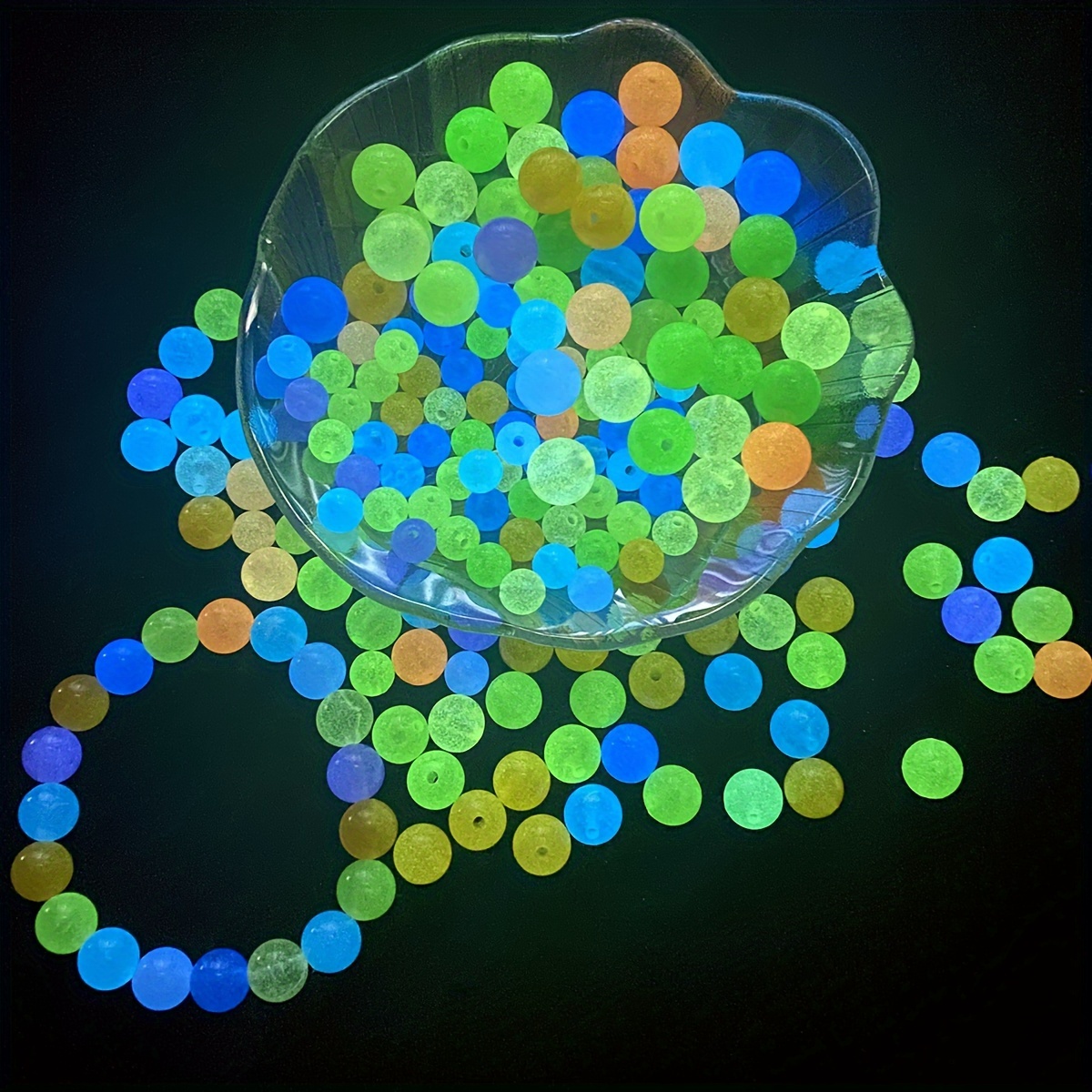 

800pcs Colorful Luminous Beads Acrylic Round Bead Glow-in-the-dark Bracelet Necklace Jewelry Diy Accessories Fluorescent Loose Beads