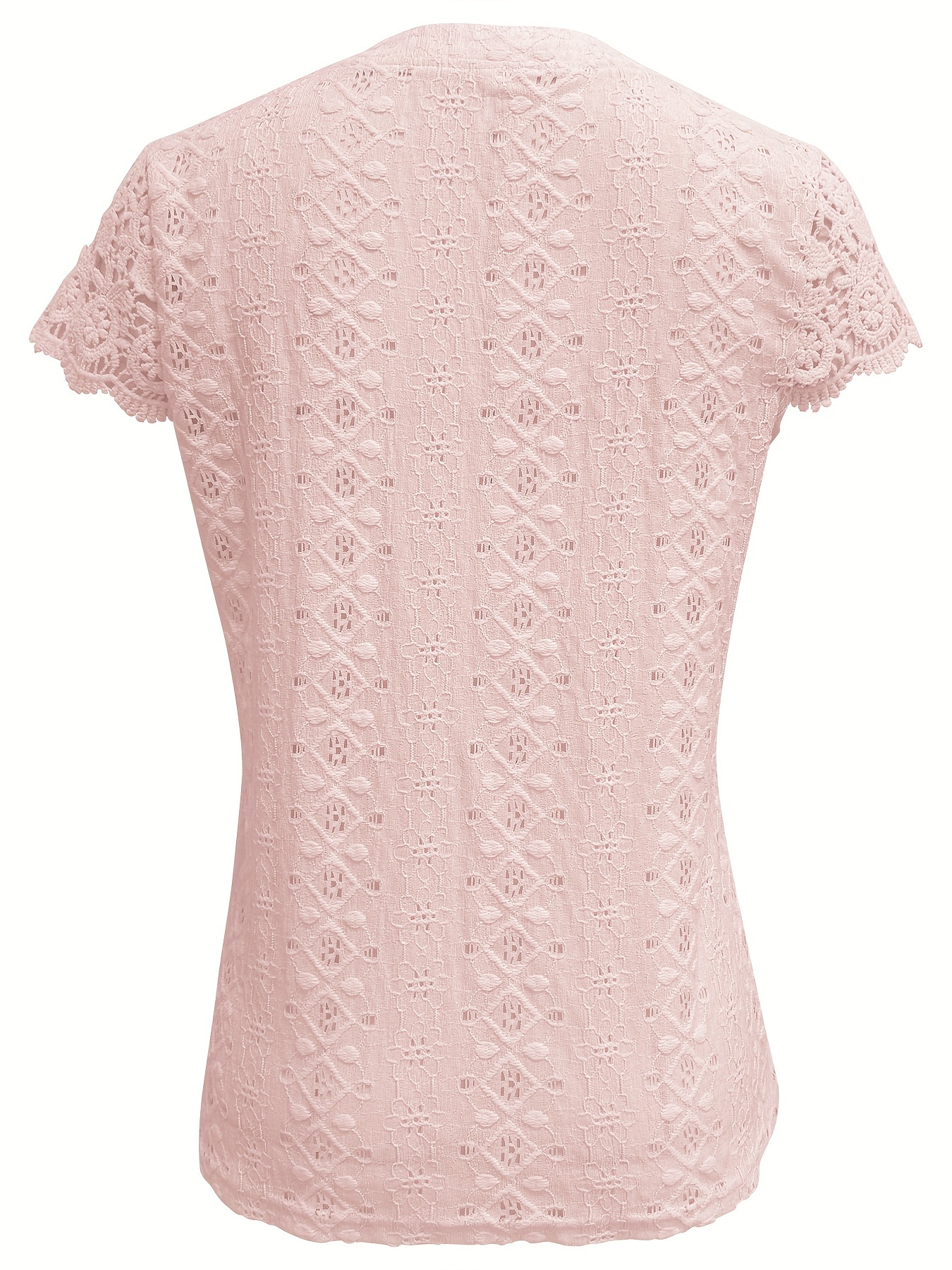 Mooie Top Met Kantinzet En Inkeping, Casual Top Met Enkele Rij Knopen Voor Lente & Zomer, Dameskleding 3