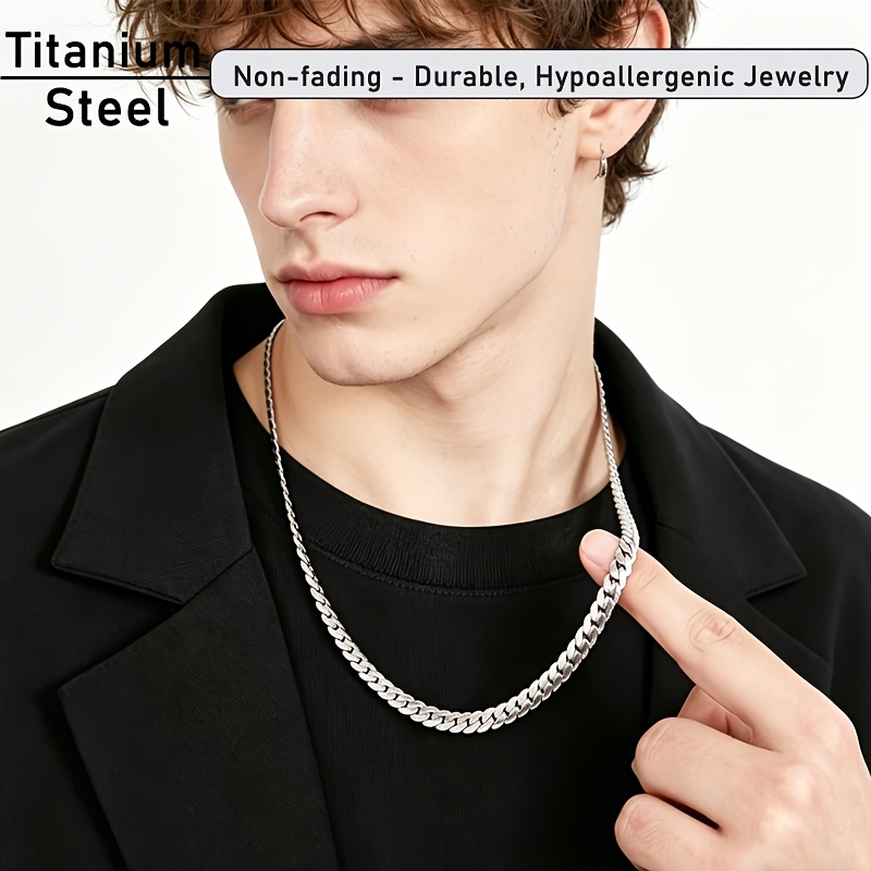 Men's Embossed Titanium Steel Necklace