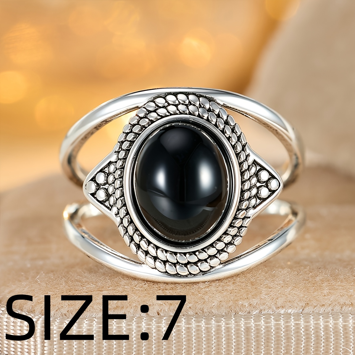 Women's Vintage Evil Eye Copper Inlaid Synthetic Zirconia Statement Ring