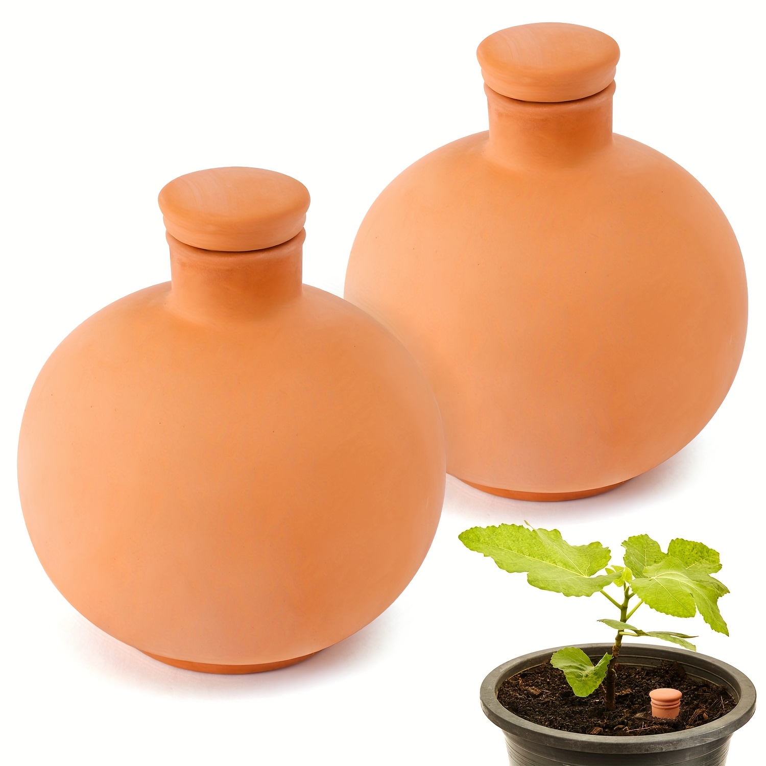 

2pcs 5 Inch Clay Watering Pots With , Clay Watering Balls With Top Storage Pool Plant Bulbs For Irrigation Flower Pots Suitable For Plant Lovers Plant Automatic Watering