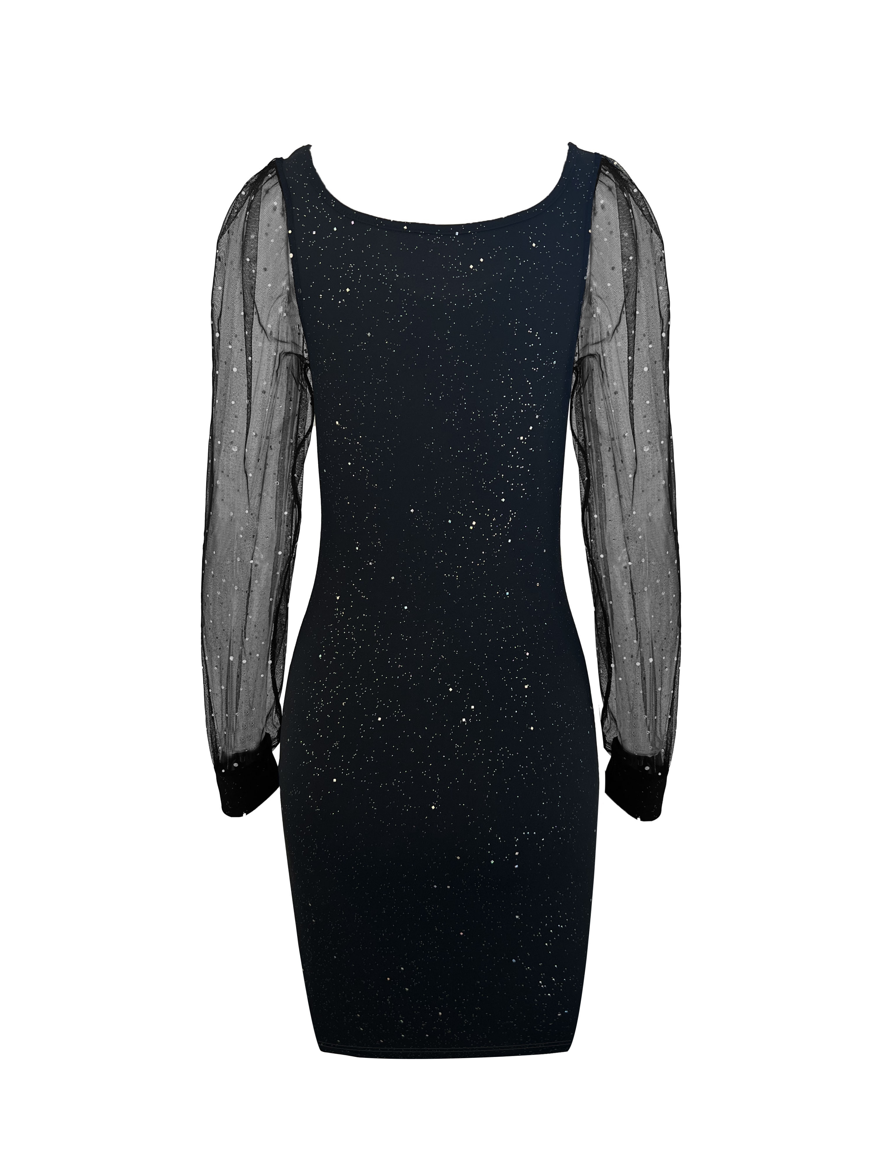 Puff Sleeves V-Neck Burgundy Sequin Party Dress