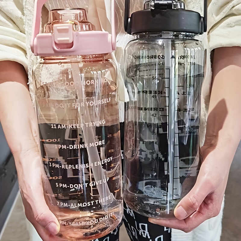 

2l High-refractive-index Polymer Water Bottle With Time Marker And Handle - Bpa-free, Leakproof, , Hydration For Fitness And Sports