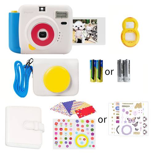 instant camera with leather case mini 12 instant camera decoration stickers frames photo album and more accessory kit take color photo same as mini11 12 gift outdoor holiday wedding