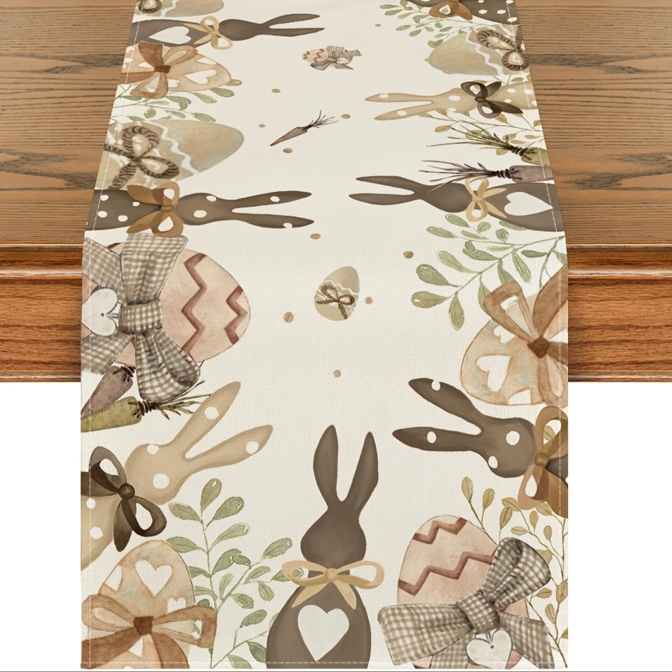 

Easter Bunny & Table Runner - Spring Seasonal Polyester Decor For Dining & Kitchen, Home Parties