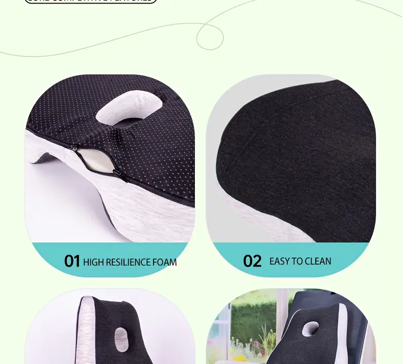 1pc slow rebound memory foam pillow 500g lumbar pillow back and waist support pillow office chair pad back support ergonomic back pillow lumbar support car seat back and waist support pillow with central hole seat cushion Product details 2