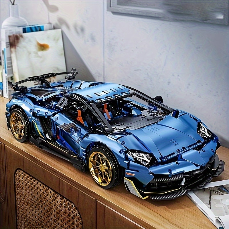 3811pcs Sky Blue Supercar Racing Car Building Blocks Set High Difficulty 1 8 Scale Model Kit for Collectors Hobbyists Perfect Gift for Birthdays Holidays Christmas Halloween