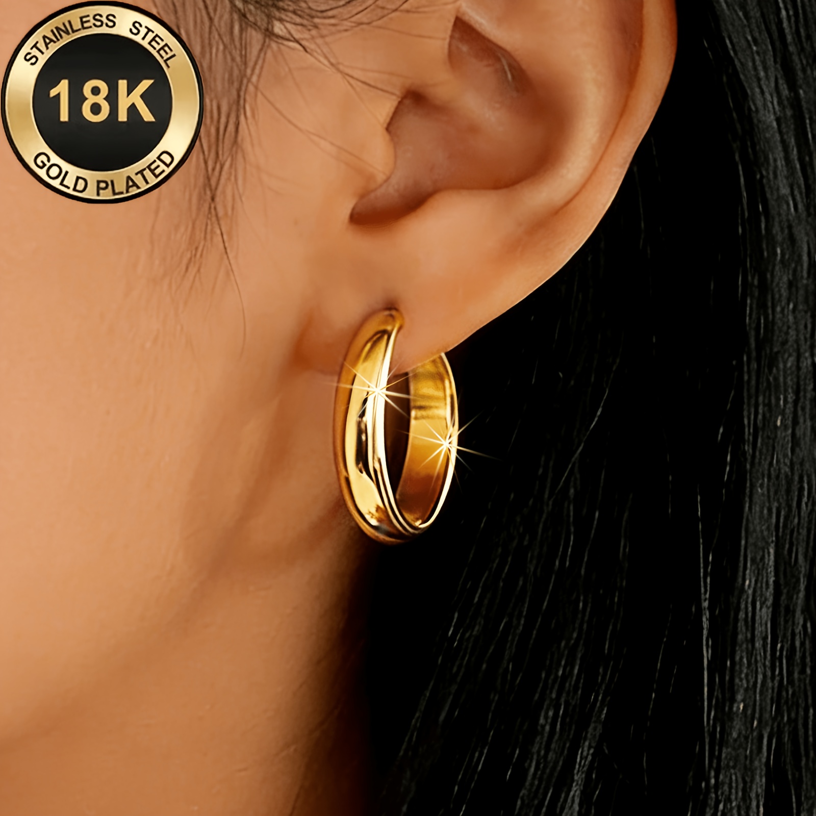Women's 18K Gold-Plated Stainless Steel Earrings