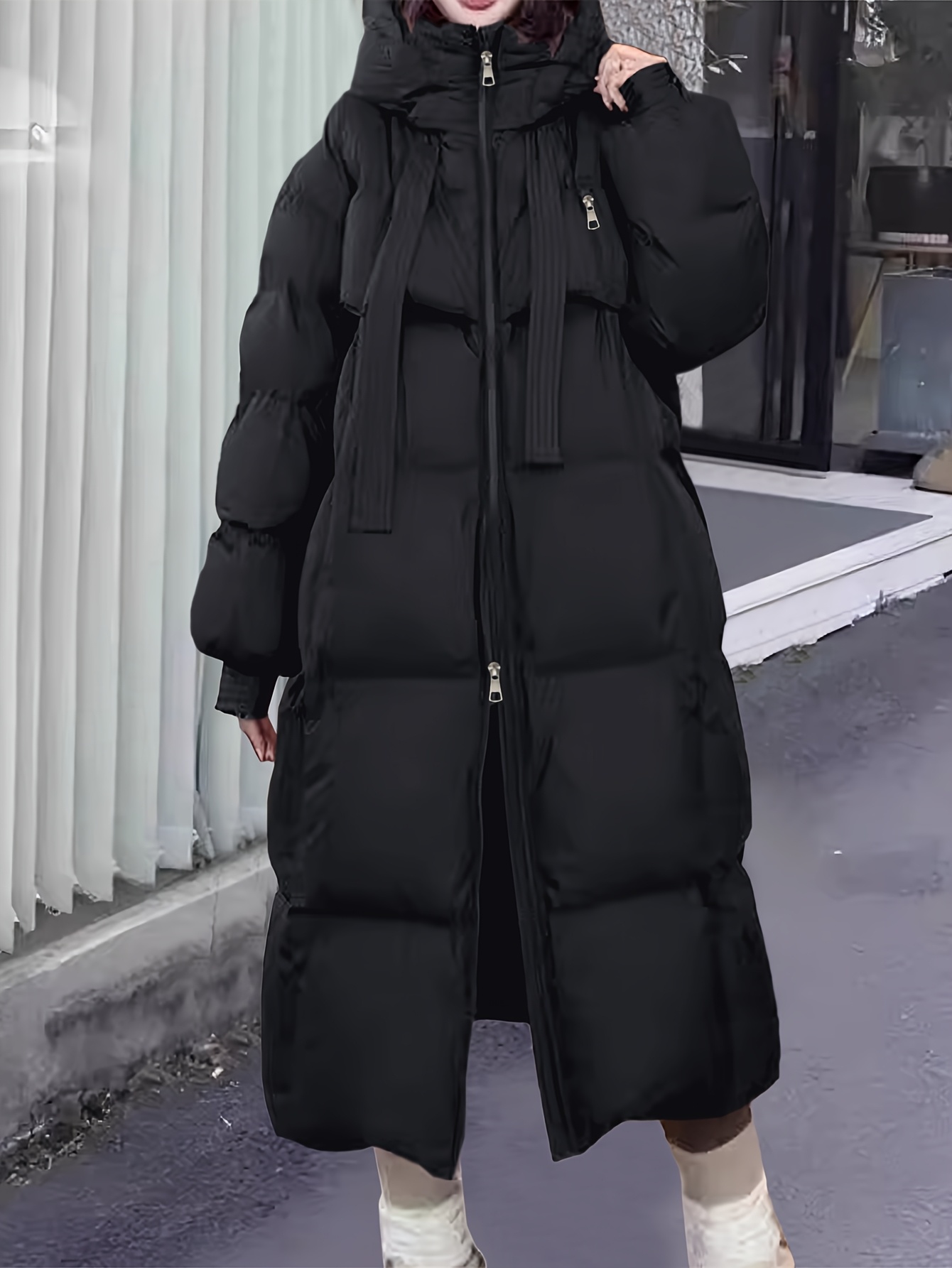 overcoat dropped shoulder puffer