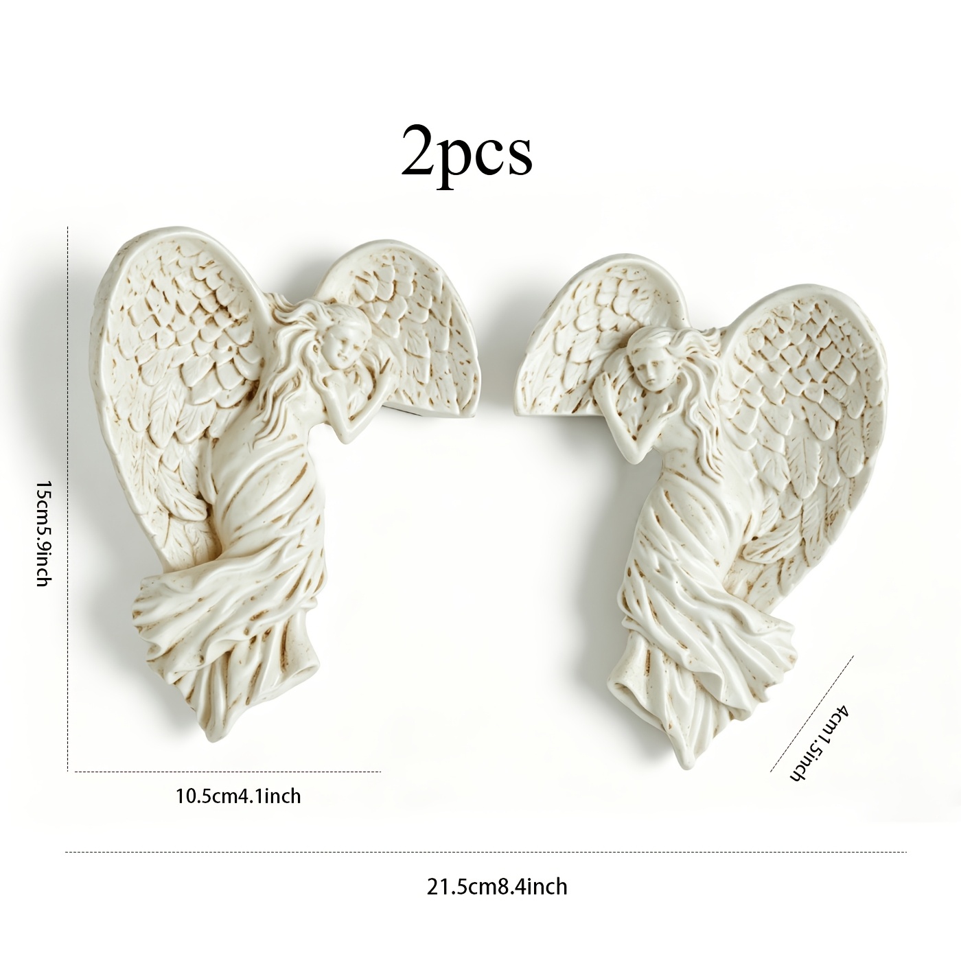 Image of 2pcs/halloween Elegant Resin Sleeping Statues With Wings | Indoor Door Frame Decor, Cartoon Theme Wall Art, No Power Required, Suitable For Home And Office, Decor