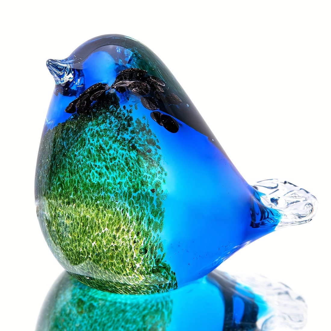 Image of 1pc Handmade Bird Blown Glass Figurine,glass Birds Gift For Christmas, Birthday Home Decor, Bird Figurines Home Decor, Cute Ornament, Cafe Decor Ornament, Room Decor Tabletop Display Ornament