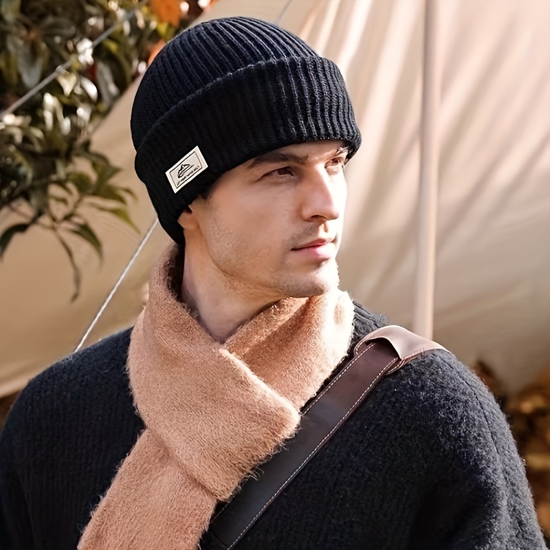 men's windproof thermal beanie hat stretchy knit skull cap Temu