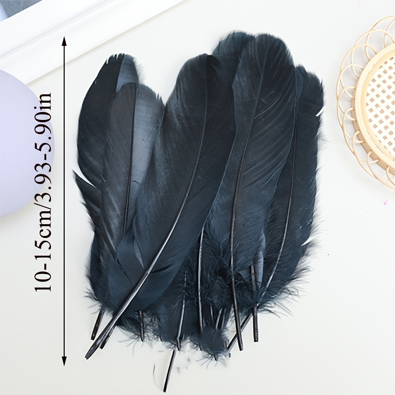 E-shop 100 Stück handgefertigte schwarze Federn, 10-15 cm Bastelfedern, ideal für Bastelprojekte, Kostümverzierungen und Feiertagsdekorationen, kein