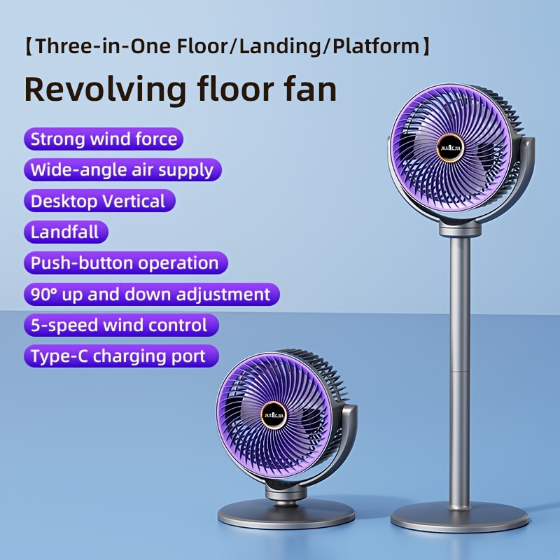 Ventilateur portable multifonctionnel trois-en-un, type bureau, type vertical, type sur pied, avec cinq réglages de vitesse, adapté à une utilisation dans les maisons, les bureaux et le camping en ple