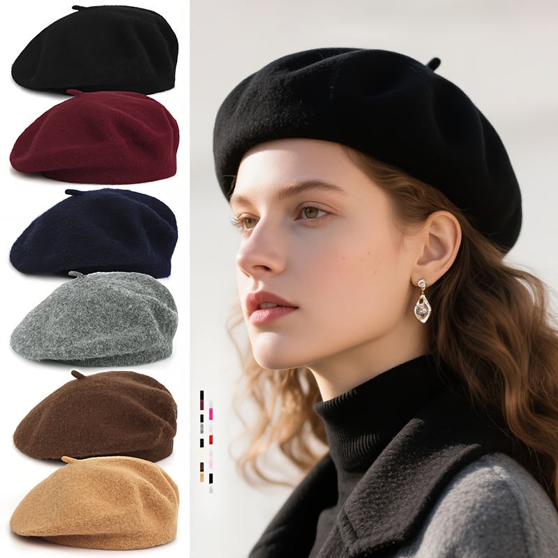 2pcs set set dressing womens beret hat solid   winter style   no brim beret hat multi color   suitable for daily use