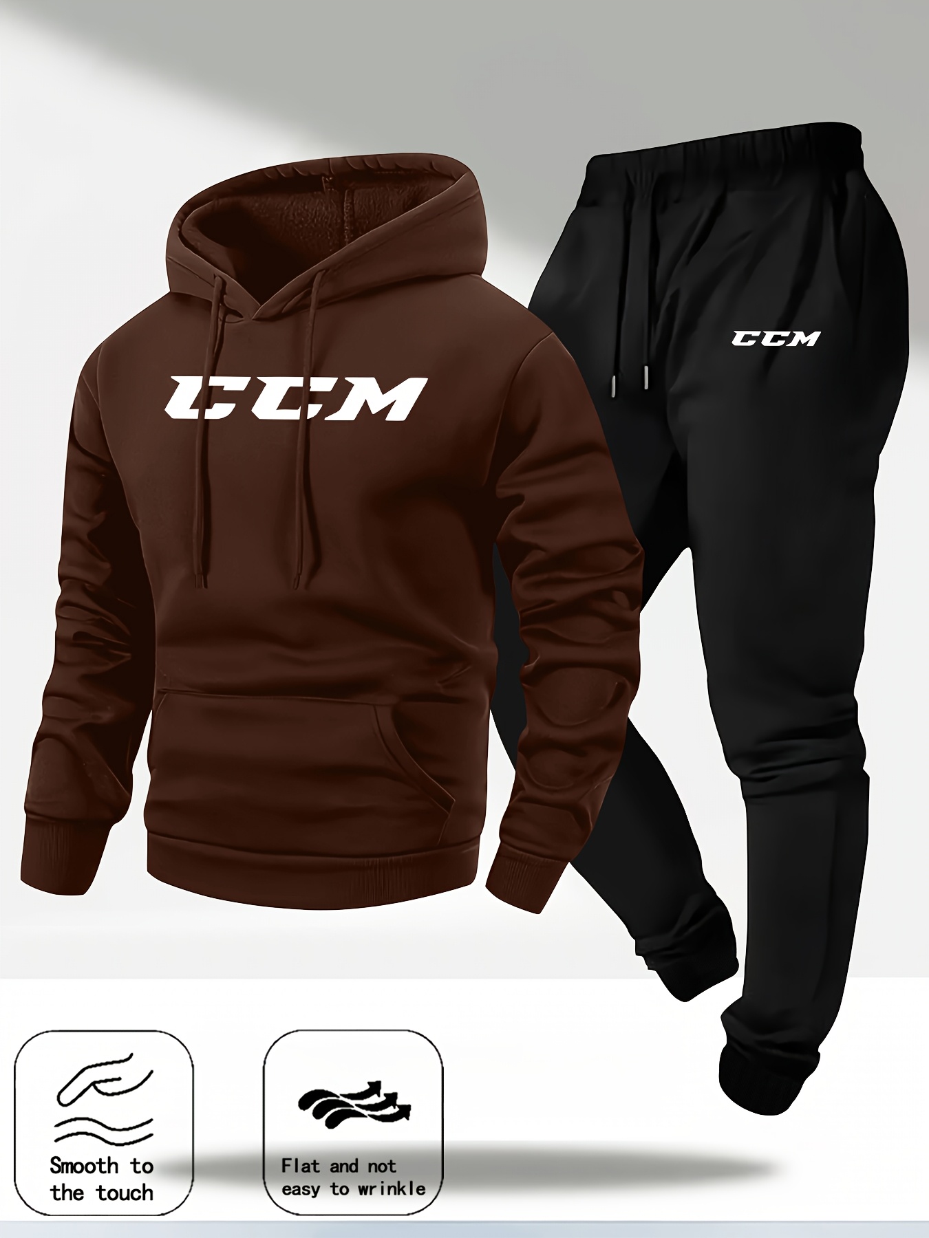 ccm mens long sleeve hooded sweatshirt jogger set casual Temu