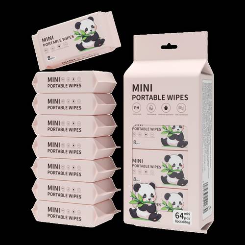 64 sets of mini portable wet wipes alcohol free disposable wet wipes suitable for use when going out or traveling are ideal facial cleaning tools for cleaning cats and dogs