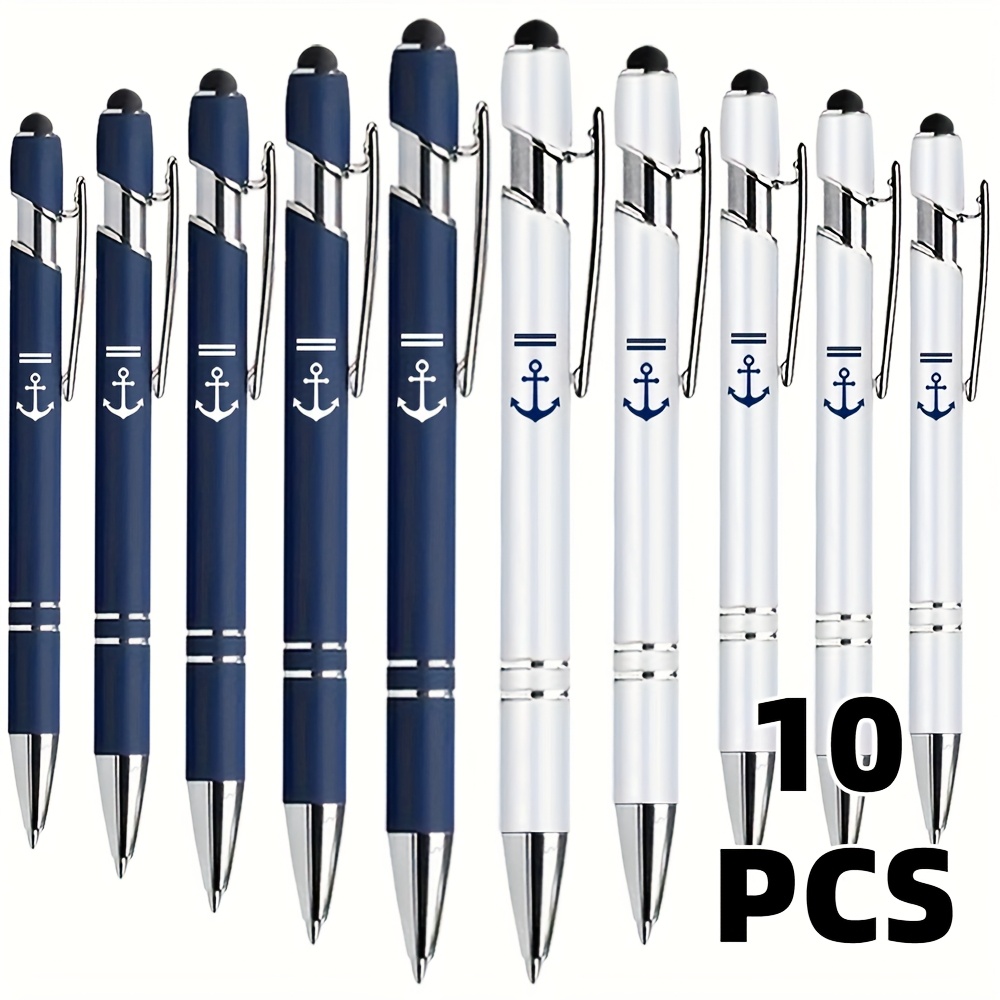 Image of 6/10-pack Anchor Design Ballpoint Pens - Navy , Smooth Black Ink, Elegant Gifts For Teachers, Coworkers & Back-to-school