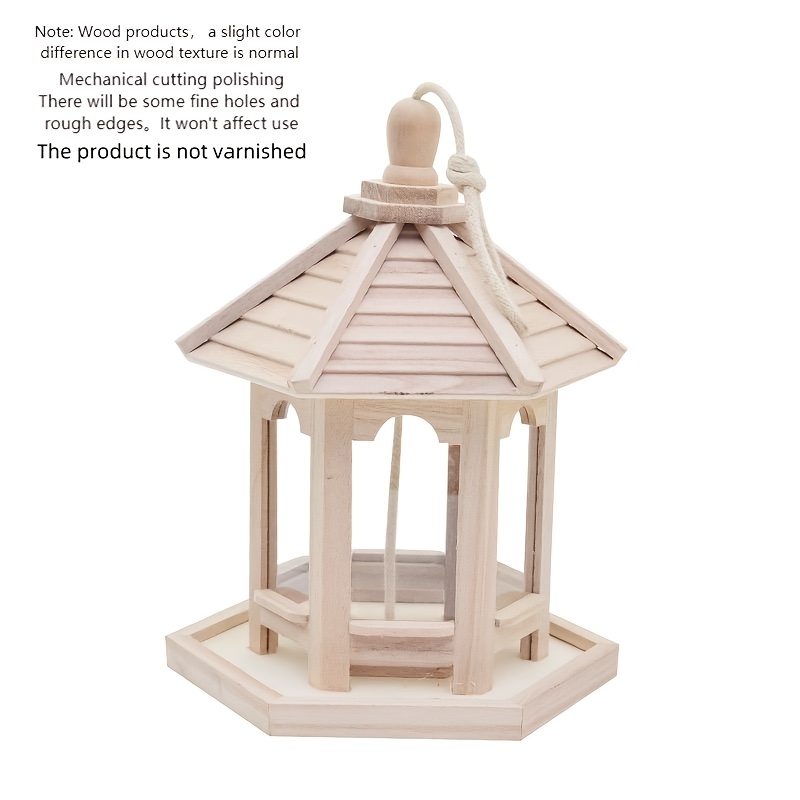 Image of 1pc 1pcs Diy Paintable Wooden Bird Feeder & Birdhouse - Feeder With , Suitable For, Indoor/outdoor Use, -your-own For Bird Watching, Bird Supply, Holiday Gift For Birders ( Not Included)