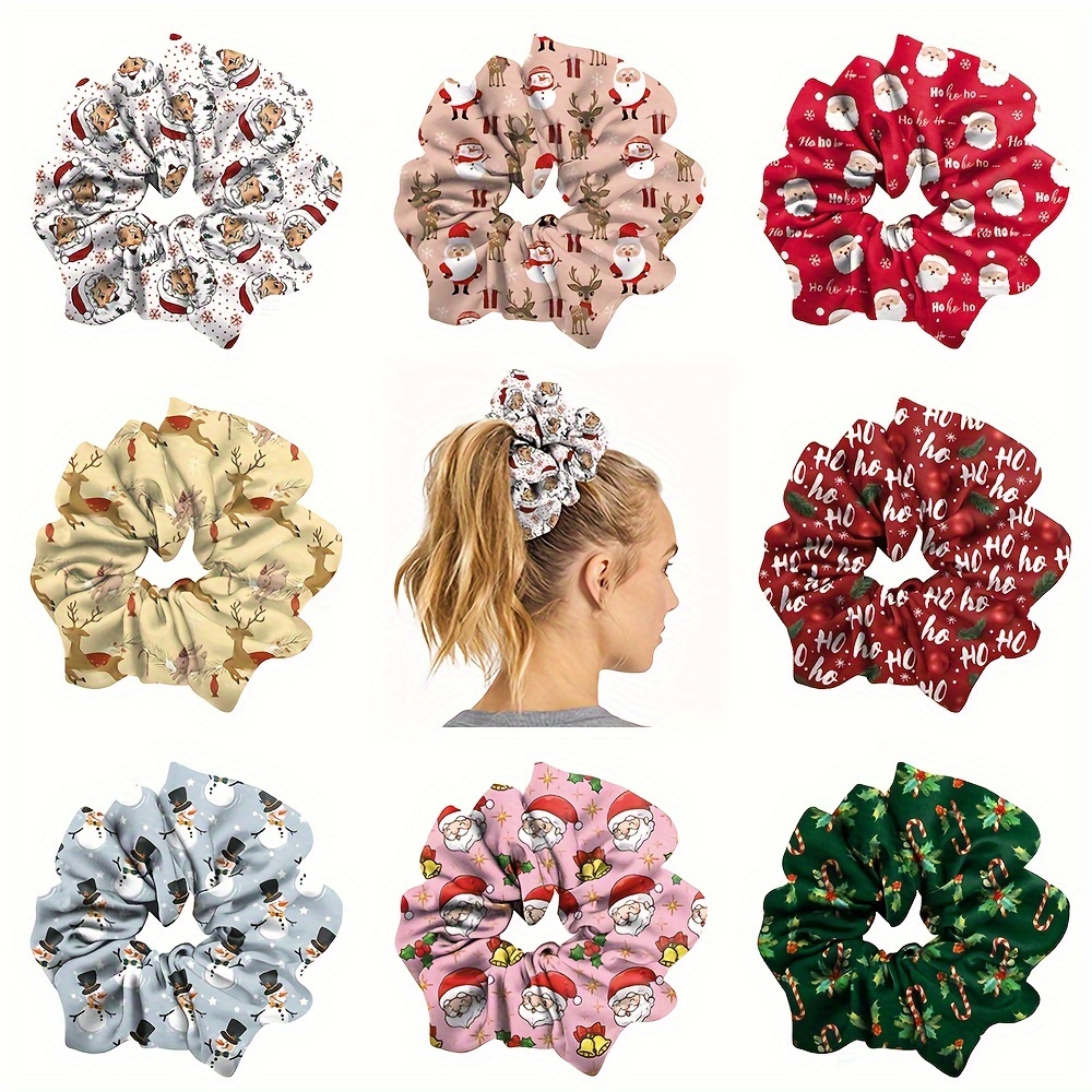 

Christmas Scrunchies: Santa, Reindeer, Snowman Designs - Accessories