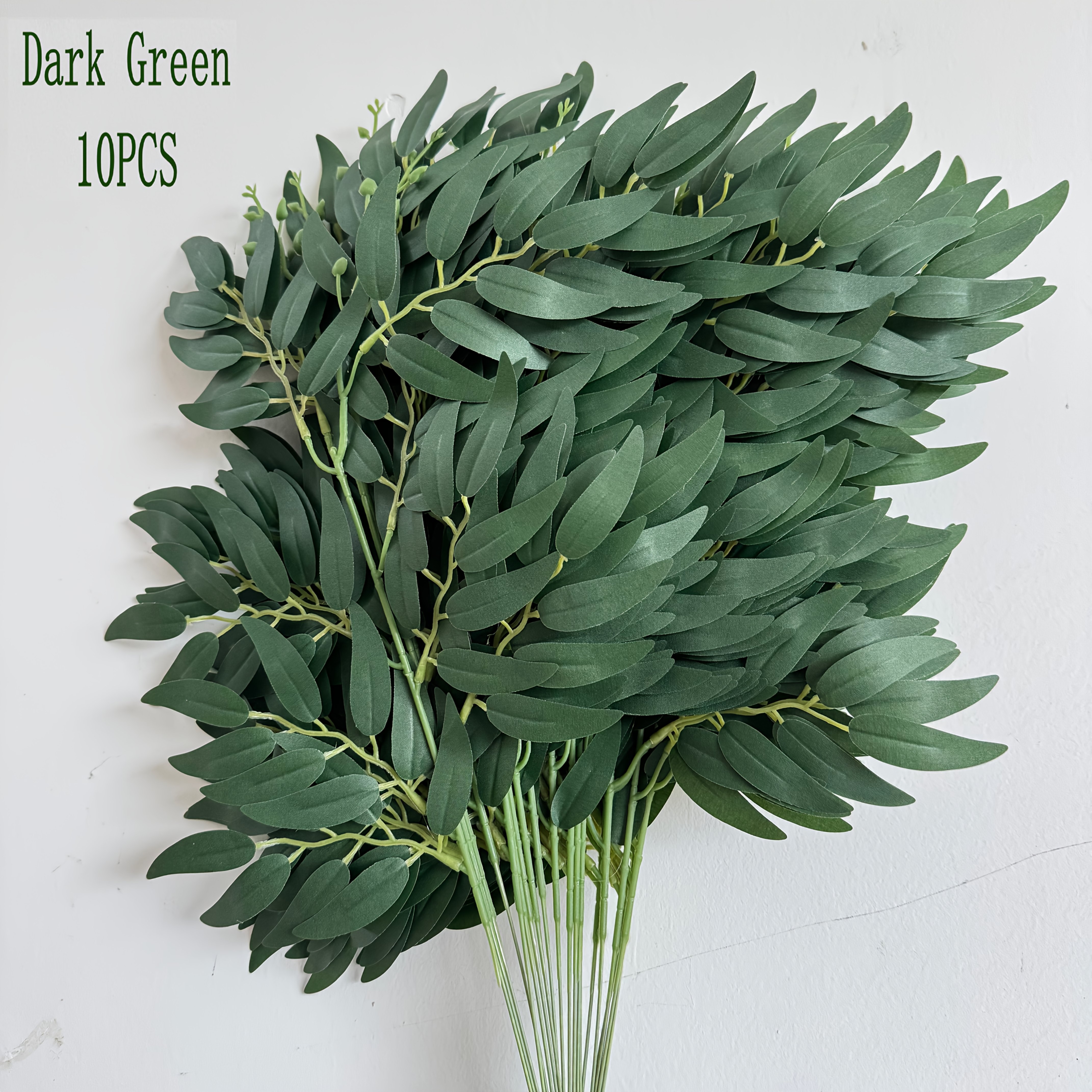 TEMU 10 pièces de Artificiel avec Feuillage Vert - Branches de Vert, Gris- Idéales pour de Mariage DIY, Centres de Table, Décoration de Mariage et