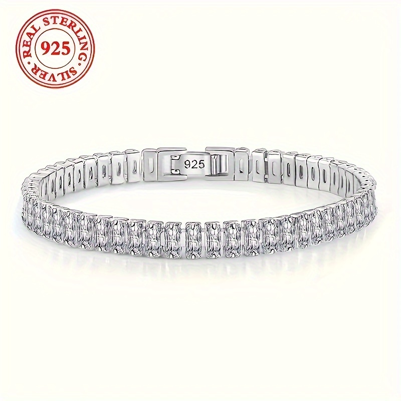 

Luxurious 925 Sterling Silvery Bracelet With Sparkling Cubic Zirconia - Hypoallergenic, Vintage Boho Style For Women - Perfect Gift