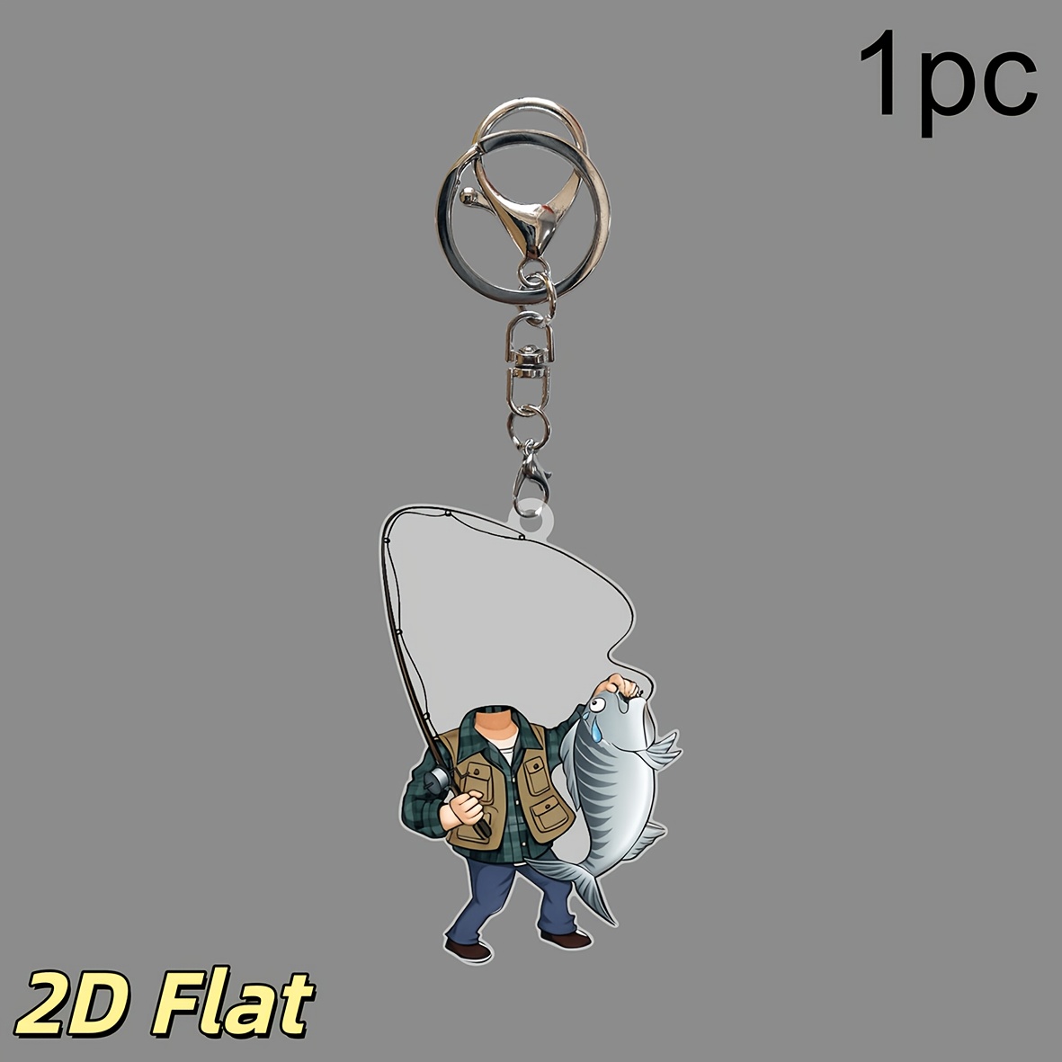 TEMU 2d Flat - 2d Plane Customized Photo Fisherman Keychain, Customize Fisherman Keychains For Family, Relatives, , Who Like Fishing, The Customized