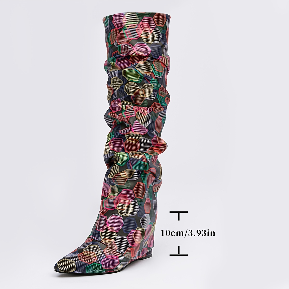 1pr women's geometric pattern knee high boots casual western - Temu Australia
