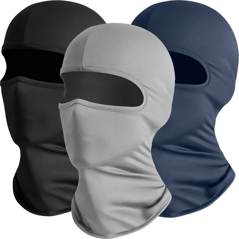TEMU 3pcs Breathable Balaclava Face Mask, Lightweight Full Face Cover Liner, Neck Gaiter Hood, Windproof Cooling Neck Warmer For Men Women, Cycling,