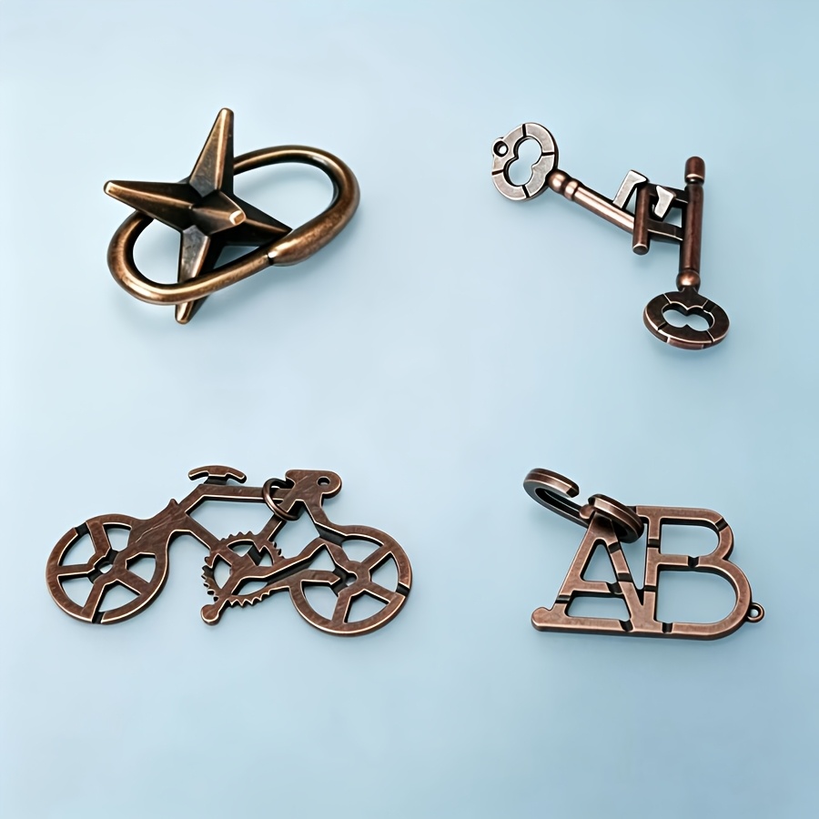 4pcs/Set Metal Puzzle Ring Disassembly Challenge