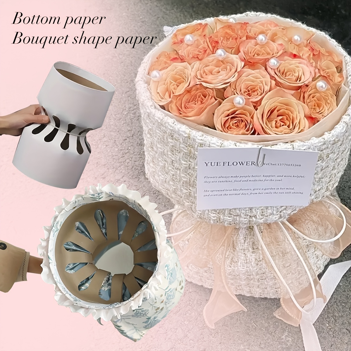 

10-pack Square Bouquet Bases, 350g Cardboard Paper Flower Shaping Containers For And Valentine's Day Gift Packaging