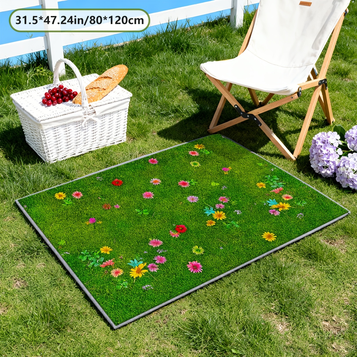 TEMU 1 tapis décoratif d'extérieur de style champêtre avec un motif floral coloré | Ultra- | Style polyvalent | Convient à divers environnements