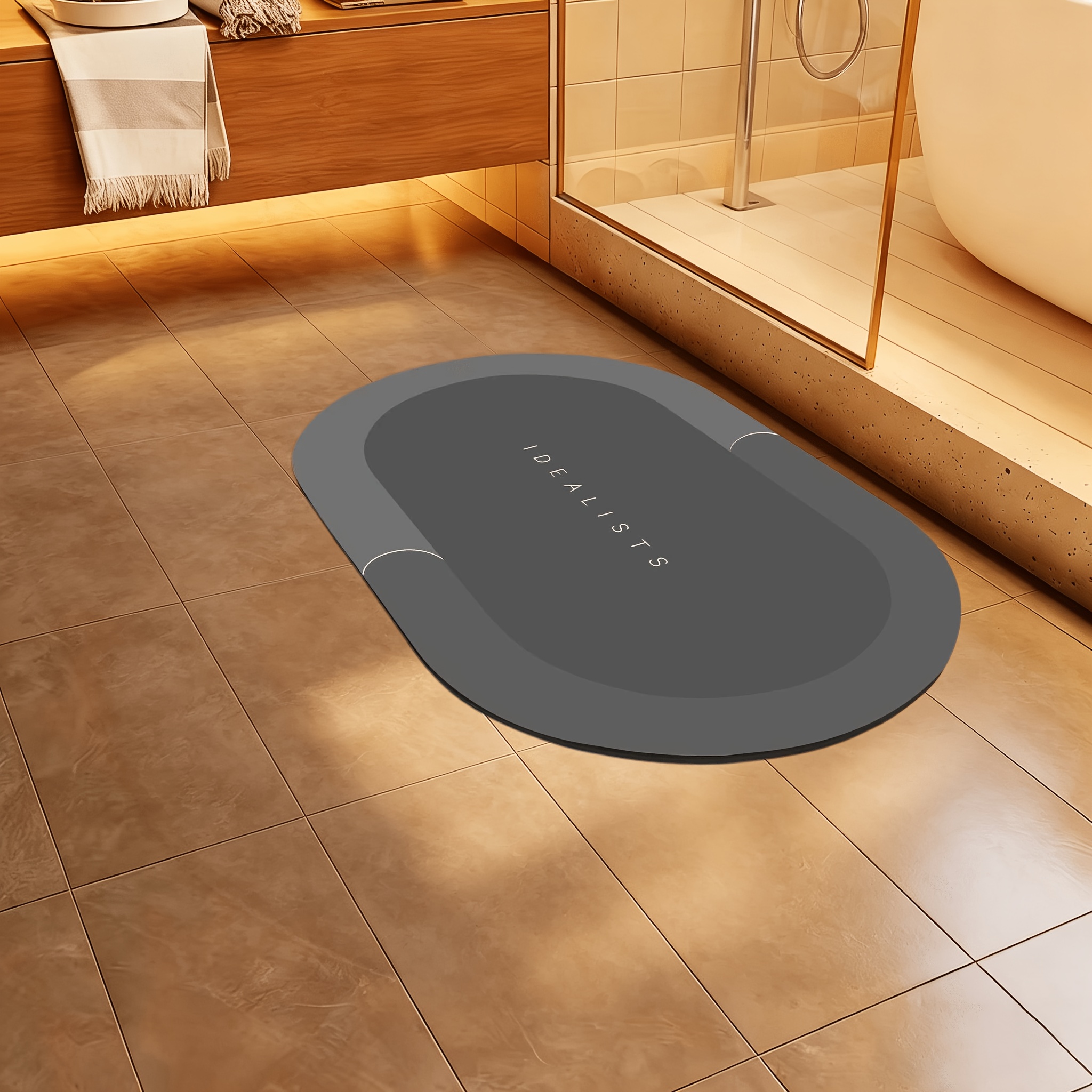 TEMU 1pc Super Absorbent Bathroom Mat - Quick Drying, Anti-slip Absorbent Floor Mat, Soft And Comfortable Bathroom Mat, Suitable For Bathrooms,