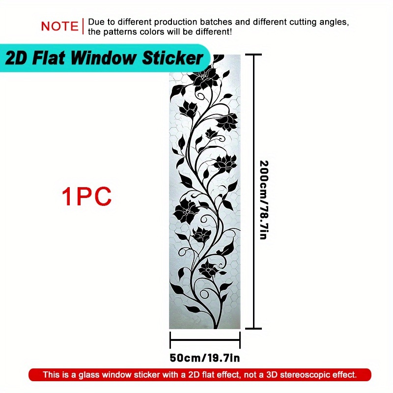 TEMU 2d Flat, 1pc 2d Flat Window Sticker, Floral Vine Art , Pvc Material, 50×200cm, , Electrostatic Home Art Decoration, Easy To Remove And Reusable,