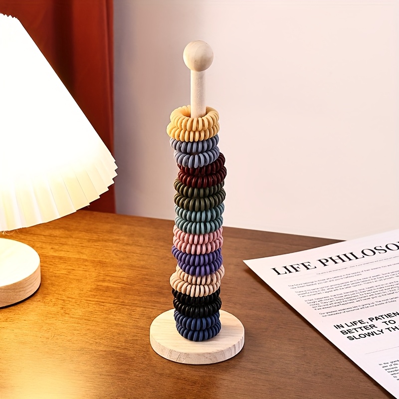 Solid Wood Creative Hair Tie Organizer Upright Desktop Hair Accessory Storage Display Rack Small And Portable
