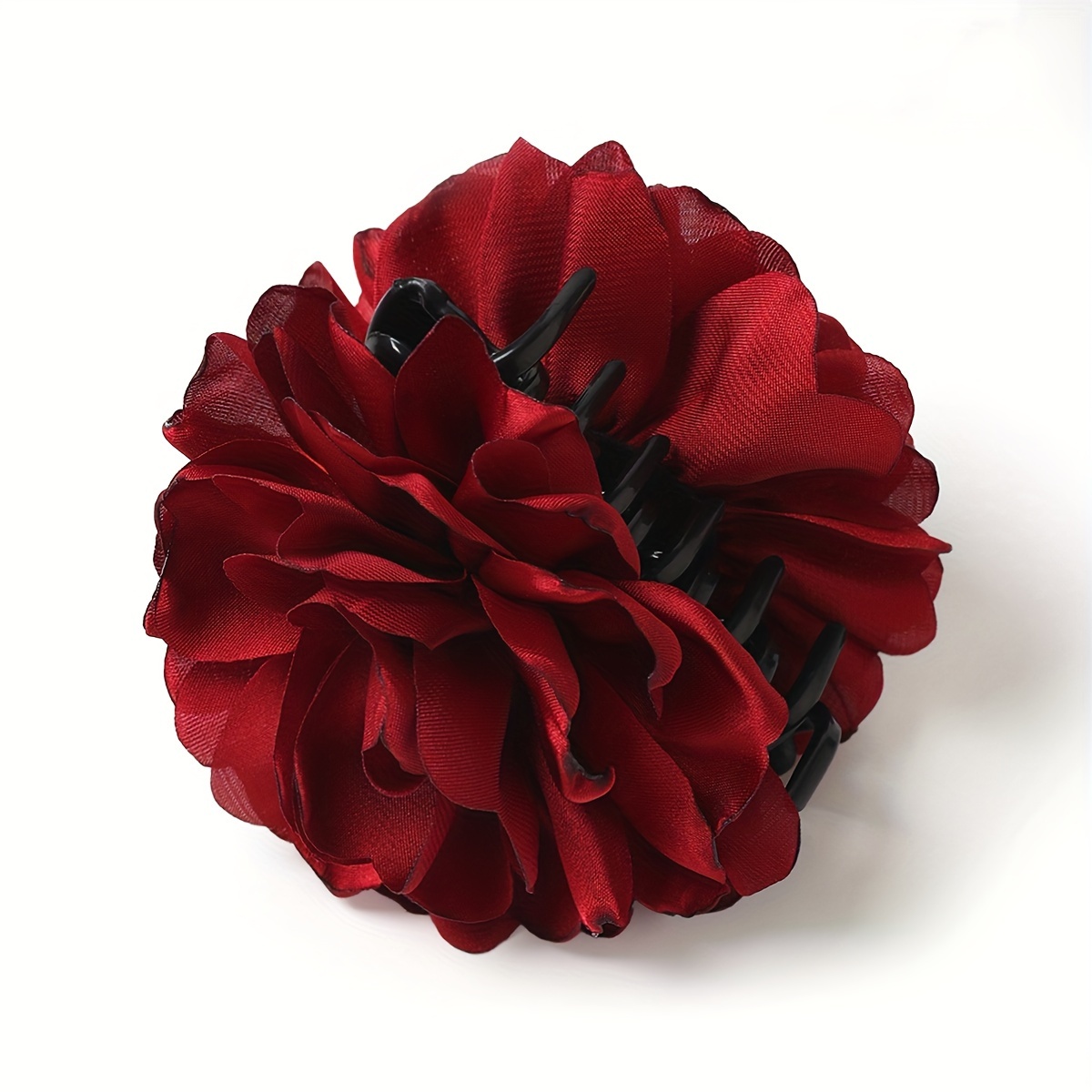 TEMU 1pc Solid Color Satin Flower Hair Clip Hair Accessories