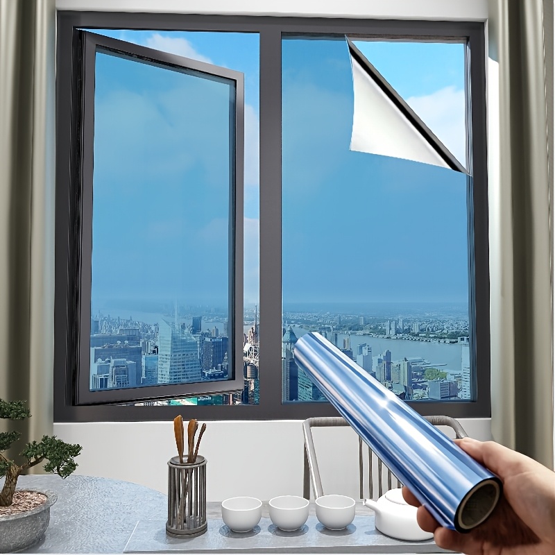 Static Cling Heat Insulation Window Film, Sun Cooling Privacy Glass Sticker, Anti Glare Sun Shade Tint For Living Room Bedroom Balcony Office Indoor Windows