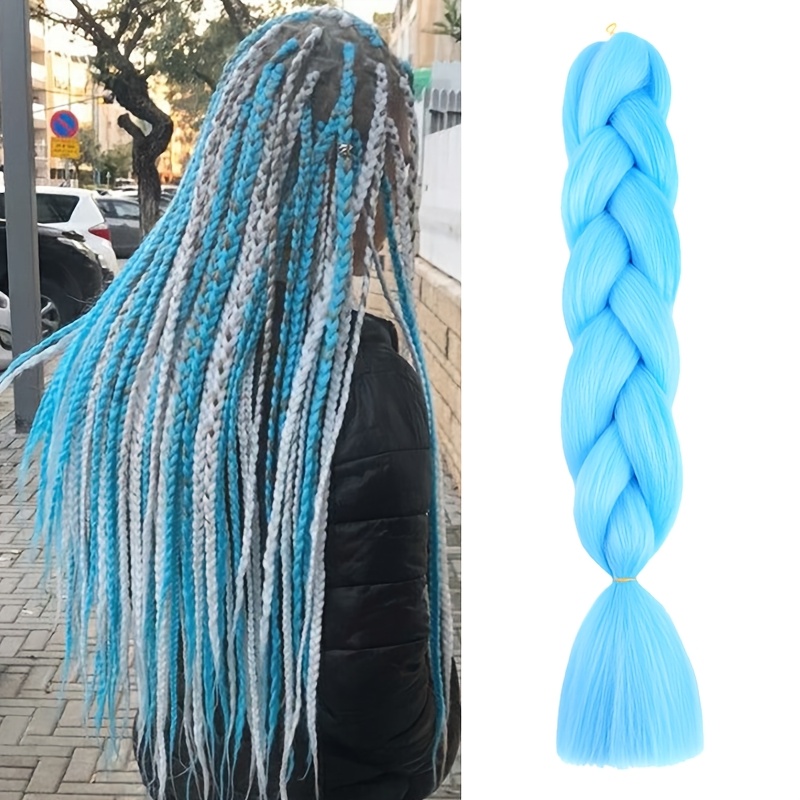 TEMU 1pc/100g 56cm Synthetic Glowing Twist Braids Hair Extensions - Ombre Color Transition Jumbo Braids For Halloween Christmas Ponytails Unisex All