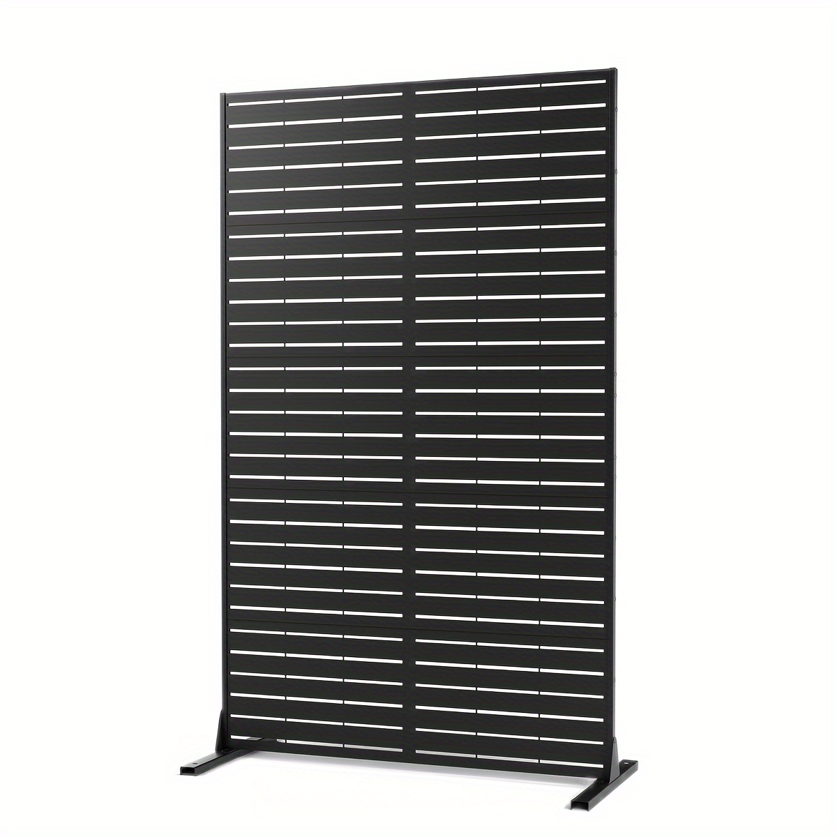 

Metal Privacy Screen, Outdoor Indoor Privacy Screen With 5 Panels, 72"h×44"w Freestanding Decorative Privacy Fence Screen, Outdoor Divider Privacy Screen For Yard Deck Patio Balcony (black-louvered)