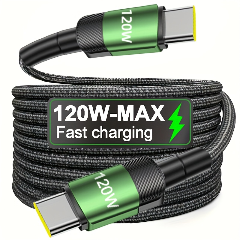 Gxlhr 120w Full- Dual Type-c Cable, Suitable For Iphone 15/16/17, Huawei, Oneplus, Vivo And Other Smartphones, Nylon Braided Durable, Universal For Phone, Tablet, Laptop Charging And Transmission