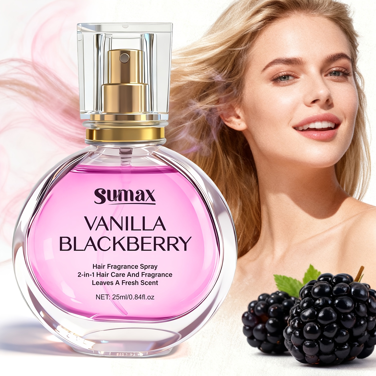 SUMAX vanilla hair spray, blackberry fragrance, hair essential oil perfume, reduce hair dryness and damage, nourish and moisturize, high-quality and lasting fragrance hair spray/body fragrance, suitable for daily/dating, an ideal gift for women