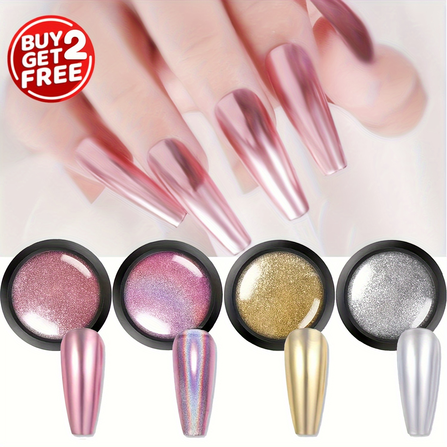 PuzzleBox 2Pcs Mermaid Chrome Nail Powder Neon Iridescent Chrome Nail  Powder Symphony Mermaid Pearl Gradient Neon Nail Powder Salon Nail Pigment  Manicure Pigment